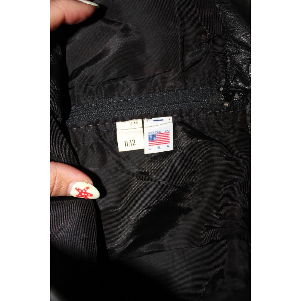 VTG Black Leather Mini Skirt High Waisted Made in USA Size 11/12 Women's 4 - Picture 6 of 7